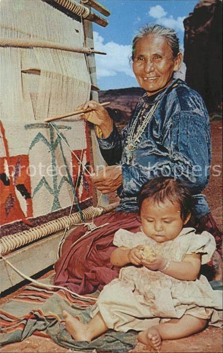Weberei Navajo Indianerin Happy Cly weaving cor