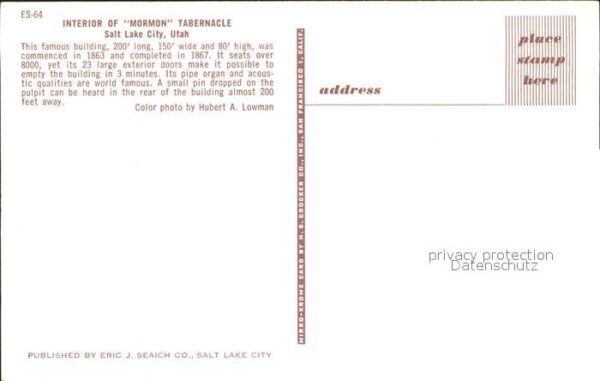 Kirchenorgel Mormon Tabernacle Salt Lake City Utah – Bild 2
