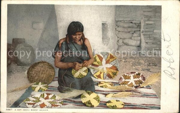 Handarbeit Korb weben Hopi Basket Weaver Indianeri
