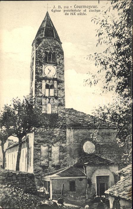 Courmayeur Eglise paroissiole et Clocher du XIV si