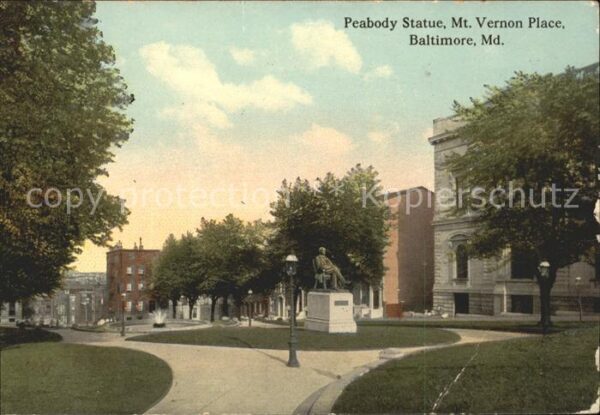 Baltimore Maryland Peabody Statue Monument Mount Vernon Pl