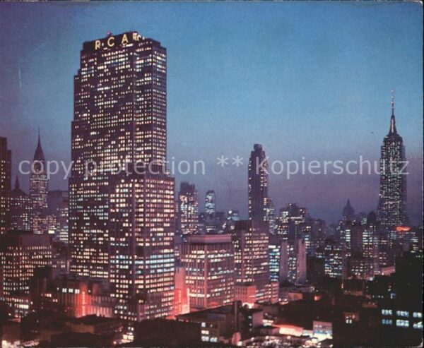 New York City Night falls on Midtown Manhattan RCA Bu