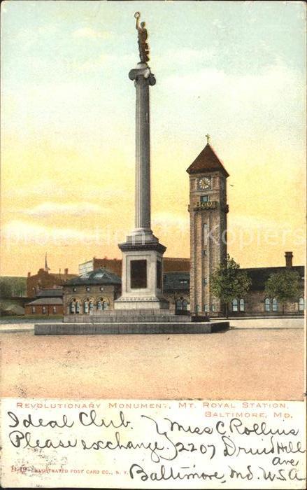 Baltimore Maryland Revolutionary Monument Mt Royal Station