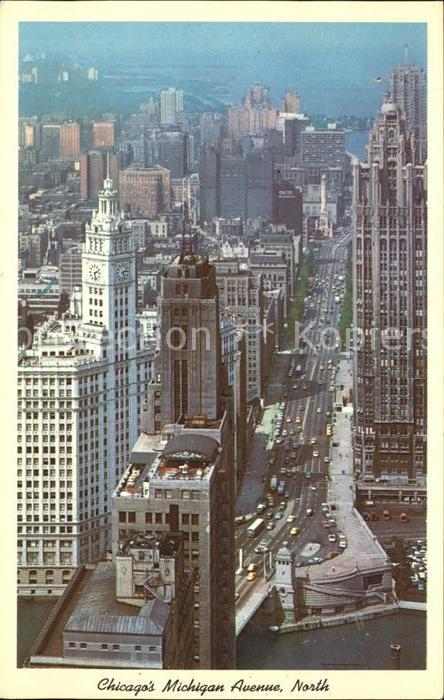 Chicago Illinois Michigan Avenue Skyscraper aerial view