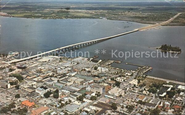Fort Myers Bridge Caloosahatchee River aerial view