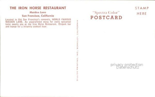 San Francisco California Iron House Restaurant Maiden Lane – Bild 2