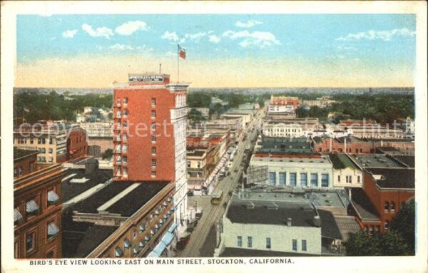 Stockton California Birds Eye view on Main Street