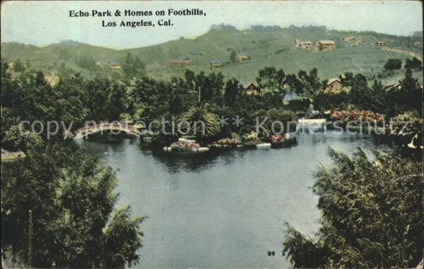 Los Angeles California Echo Park and Homes on Fotthills