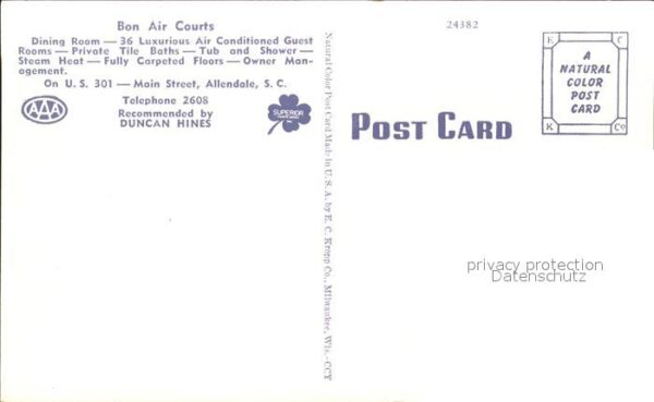 Allendale South Carolina Bon Air Courts Motel – Bild 2