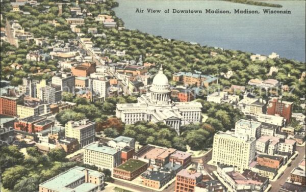 Madison Wisconsin Aerial view of Downtown