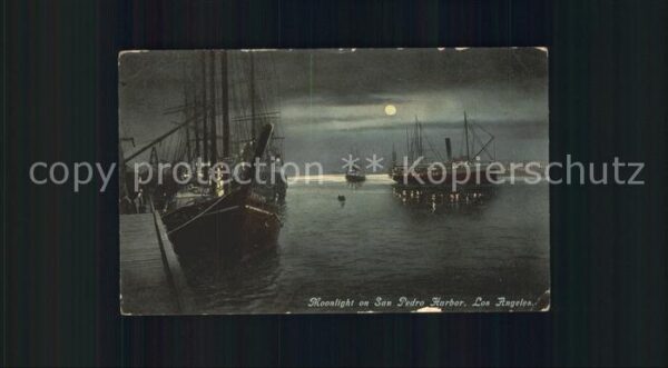 Los Angeles California Moonlight on San Pedro Harbor