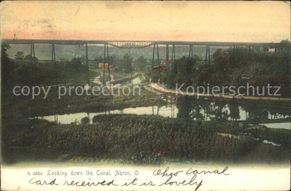 Akron Ohio Looking down the Canal Bridge