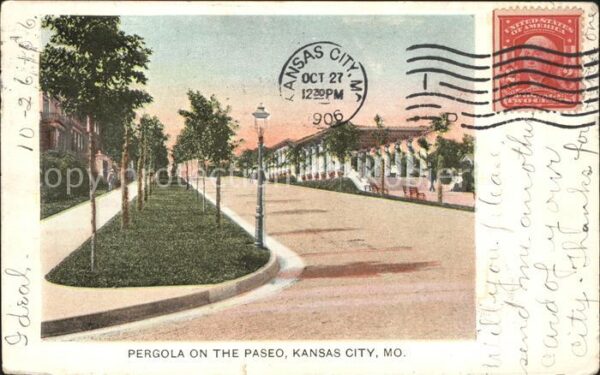 Kansas City Missouri Pergola on the Paseo Stempel auf AK