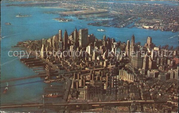 New York City Lower Manhattan Skyline aerial view
