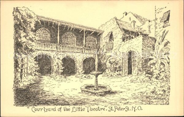 New Orleans Louisiana Courtyard of the Little Theatre Sketche