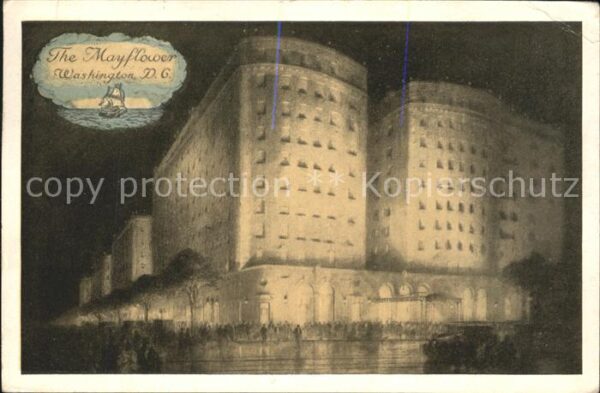 Washington DC Mayflower Hotel illuminated