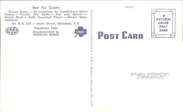 Allendale South Carolina Bon Air Courts Motel – Bild 2
