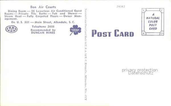 Allendale South Carolina Bon Air Courts Motel – Bild 2