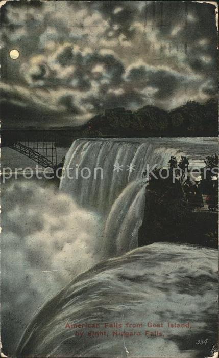Niagara Falls New York American Falls from Goat Island at nigh