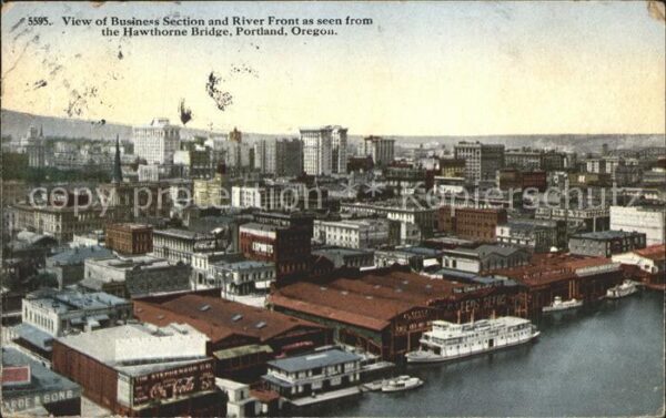 Portland Oregon Business Section River Front view from