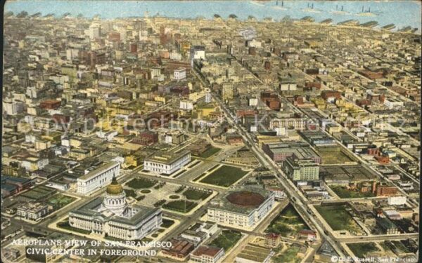 San Francisco California Aeroplane view with Civic Center