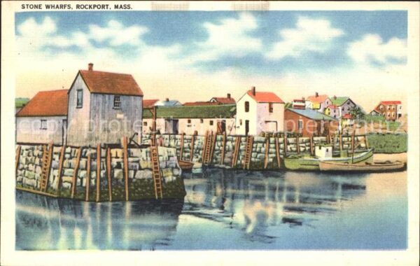 Rockport Massachusetts Stone Wharfs Illustration
