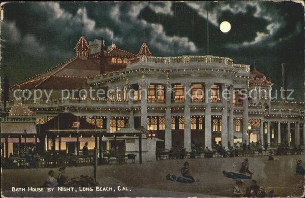 Long Beach California Bath House by night Moonlight