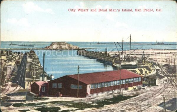 San Pedro California City Wharf and Dead Man's Island