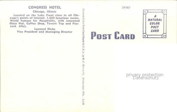 Chicago Illinois Congress Hotel Illustration – Bild 2