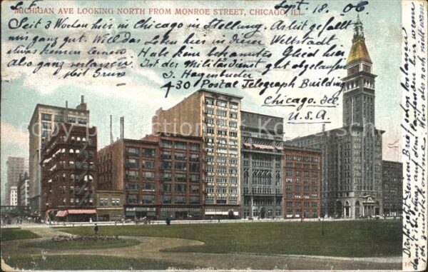 Chicago Illinois Michigan Avenue looking north from Monr