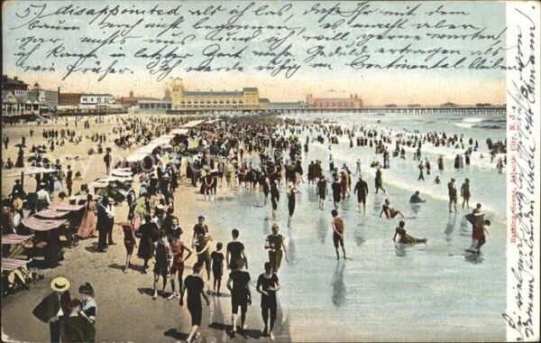 Atlantic City New Jersey Bathing Scene Beach