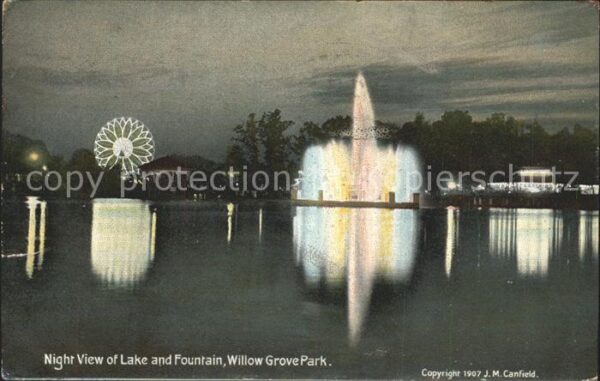 Willow Grove Night View of Lake and Fountain Park