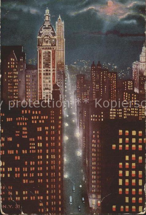 New York City Lower Broadway at night