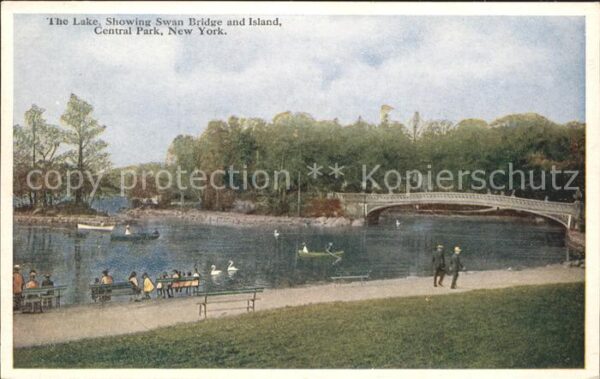 New York City Lake Swan Bridge and Island Central Par