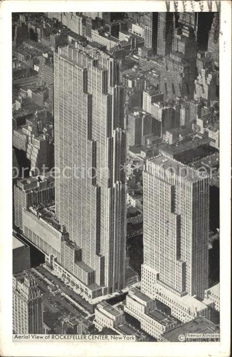 New York City Aerial view of Rockefeller Center Skysc