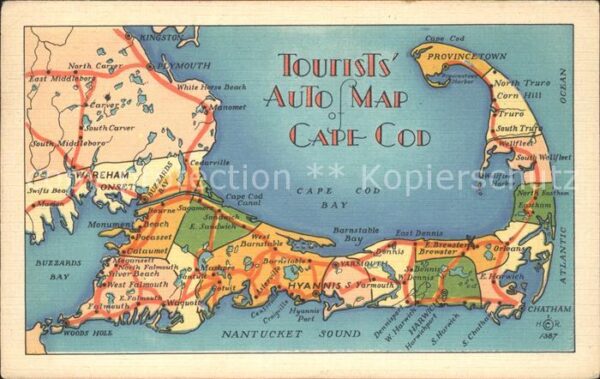 Brewster Massachusetts Tourists Auto Map Cape Cod
