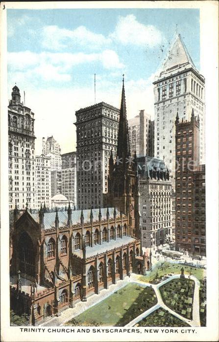 New York City Trinity Church and Skyscrapers