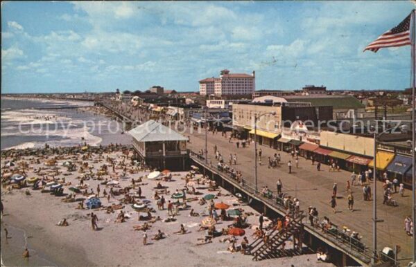 Ocean City New Jersey Boardwalk beach and Atlantic Ocean Flag