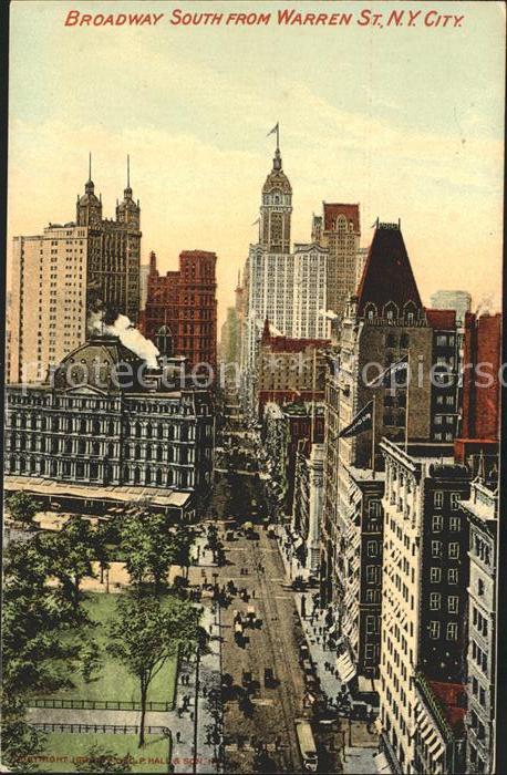 New York City Broadway South from Warren Street Skysc