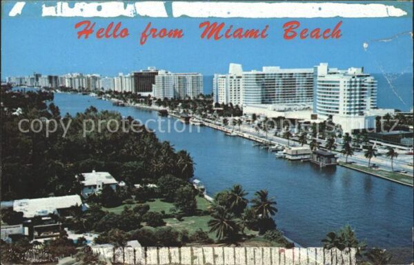 Miami Beach Hotel row and Apartments aerial view