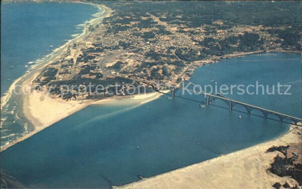 Newport Oregon Yaquina Bay Bridge aerial view
