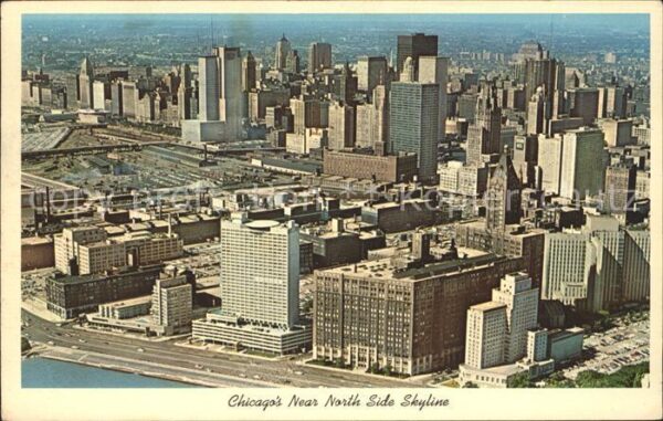 Chicago Illinois Aerial view of North Side Skyline Skysc