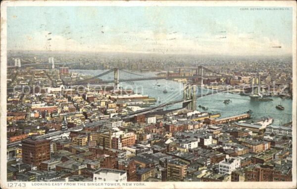 New York City Looking East from Singer Building Bridg