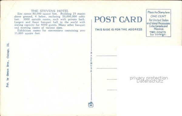 Chicago Illinois Stevens Hotel – Bild 2