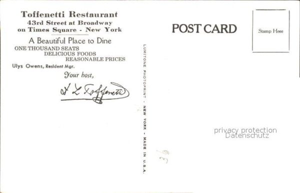 New York City Toffenetti Restaurant Broadway – Bild 2
