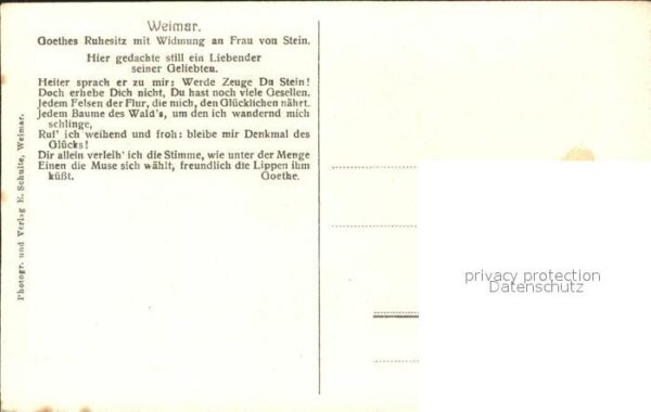 Goethe Johann Wolfgang von Ruhesitz Widmung Frau von Stein Gedicht – Bild 2