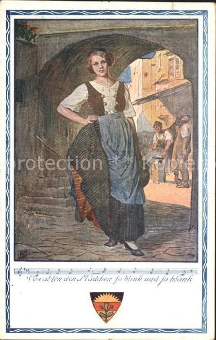 Verlag Schulverein Nr. 372 Lied Liederkarte Von allen den Mädc