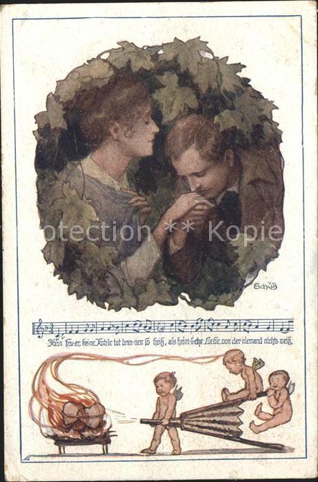 Verlag Schulverein Nr. 906 Lied Liederkarte Handkuss Kein Feue