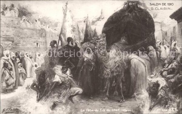 Kuenstlerkarte Alte Kuenstler G. Clairin La fete fils du chef Maroc S