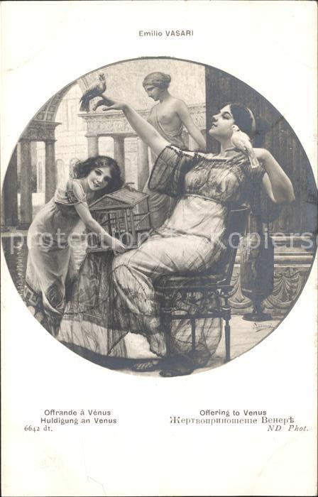 Kuenstlerkarte Alte Kuenstler Emilio Vasari Offrande a Venus Tauben